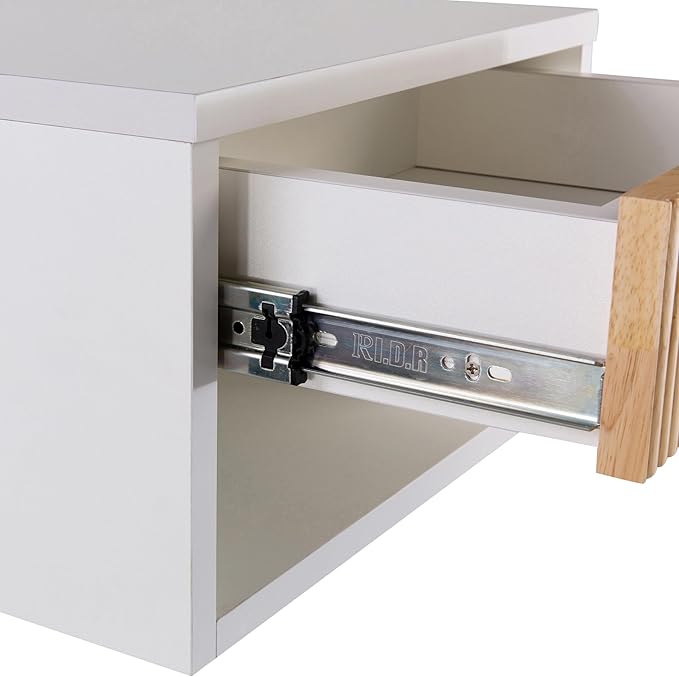 JONATHAN Y NST2001B Elise 15.71" Classic Contemporary Floating Wall Mounted Nightstand with Soft-Close Tambour Drawer and Cable Hole, White/Light Oak