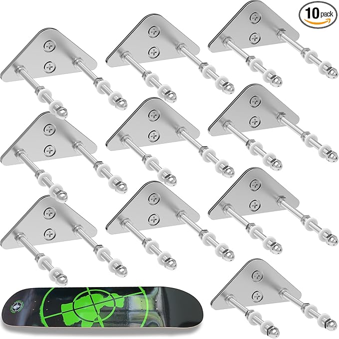 Skateboard Wall Mount Display(10 Packs),Aluminum Skateboard Hanger with Two Screw Holes,Skateboard Deck Storage for Home Decor, Skateboard Display Decor