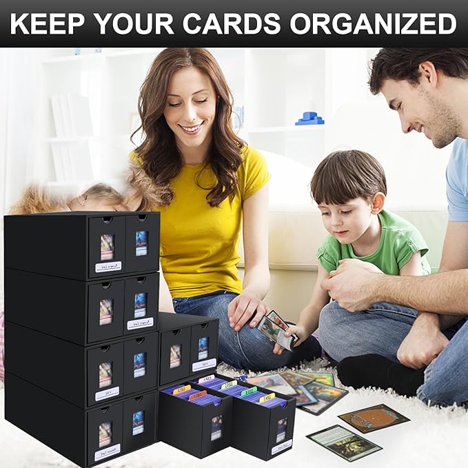 11000+ Card Storage Box, 2000+ Toploader Card Storage Box for Commander Display,with 72 Dividers, Labels & Tapes,Fit for TCG, PTCG, MTG