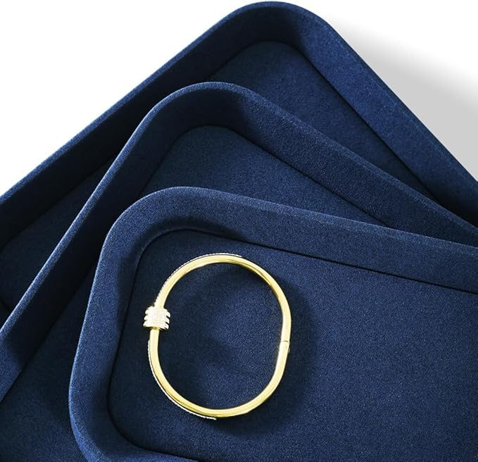 Jewelry Display, Microfiber Valet Tray,Luxury Jewelry Drawer Organizer,Premium Flat Tray,Blue Jewelry Tray