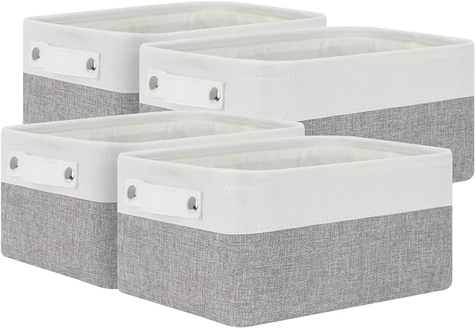 Bidtakay Small Storage Baskets for Organizing [4-Pack] Fabric Storage Bins for Baby Organizer Shelf Baskets for Nursery Storage Collapsible Closet Storage Bins for Home Organization - 11.8x7.8x5 In