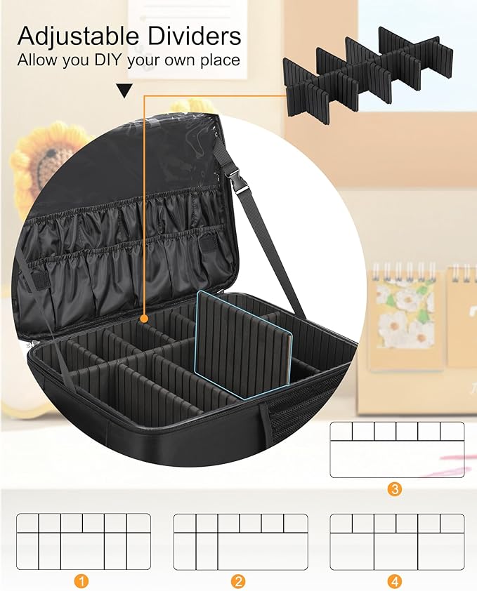 Relavel Makeup Backpack, Professional Travel Train Case Makeup Artist Kit Set Bag for Women Extra Large Cosmetic Organizer, Brush Storage Holder, with Adjustable High Dividers, Black