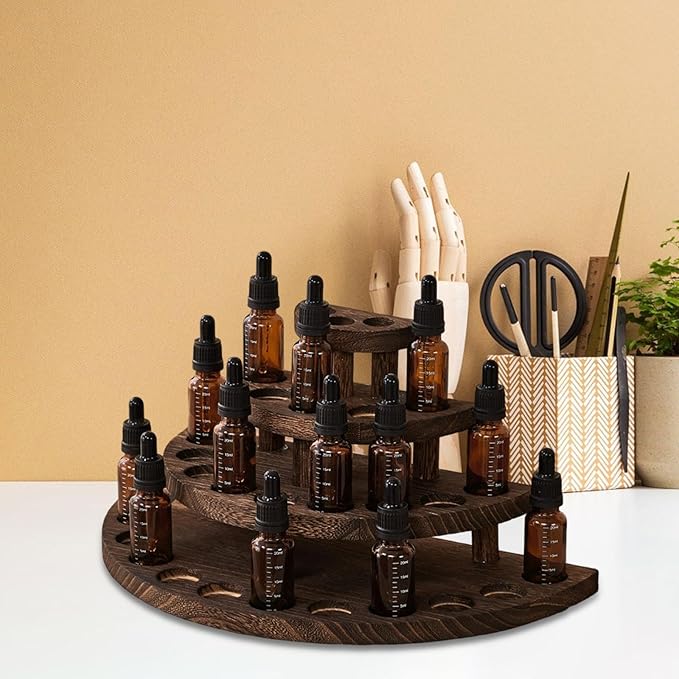 Essential Oil Storage Rack for 29 Bottles 4 Tier Wood Essential Oil Bottle Holder Organizer for Home SPA