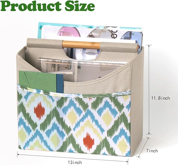 EZDeco Magazine Holder Boho Magazine Rack Floor Foldable 3 Pocket Magazine Basket for Desktop Magazine File Newspaper Book Storage for Farmhouse Bathroom Living Room Home