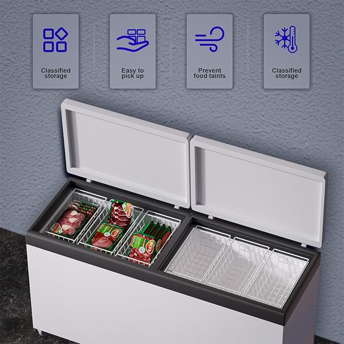 SANNO 17.5in Chest Freezer Basket,Freezer Organizer Bins, Sturdy Metal Wire Freezer Organizer for Home Kitchen