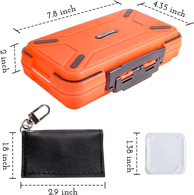36 Slots Memory Card Case Orange with 36 Transparent Holders & 40 Writable Labels, SD Card Storage Case & Organizer for Camera Memory Cards