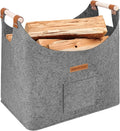 XL 4MM Felt Firewood Carrier | Log Carrier for Firewood | Wood Container with Extra Thick Felt Foldable & Reinforced Handle | Storage Basket for Shopping, Firewood, Logs, Newspaper (MEDIUM GRAY)