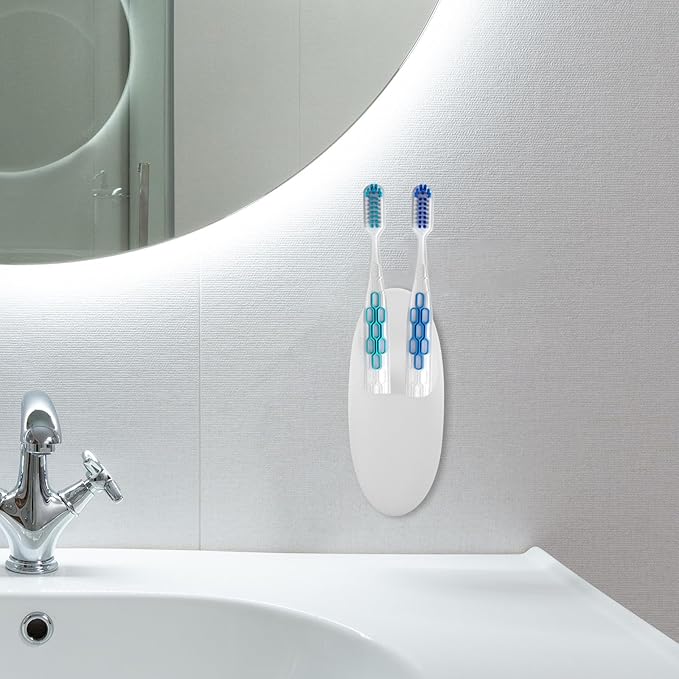 Garneck 2pcs Wall-mounted Toothbrush Holders for Electric Brushes and Shavers Bathroom Organizer with Toothpaste Storage Rack Non-slip Comb and Makeup Tool Stand