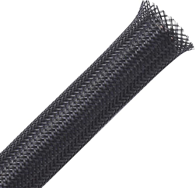 100ft - 3/4 inch PET Expandable Braided Sleeving – Black – Alex Tech Braided Cable Sleeve