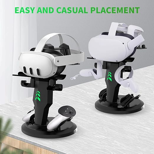 G-STORY Charging Dock for Quest 3/Quest 3S/Quest 2 VR Headset and Controllers, VR Charging Station with LED Lights, Fast Charger Dock Stand for Quest Pro Accessories with Type-C Cable