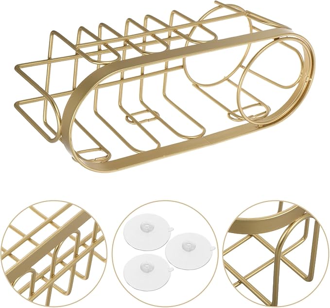 Toyvian Kitchen Sink Sponge Holder Basket with Moisture Control Easy No-Drill Installation Multifunctional Brush Drying Rack Golden Organizer for Cleaning Tools