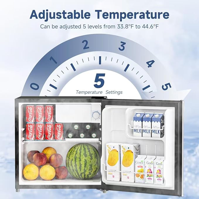 BANGSON Small Refrigerator, 1.6 Cu.Ft Mini Fridge With Freezer, Mini Fridge With Office, Energy Saving, Low Noise, Refrigerator For Office, Apartment, Dorm, Bedroom