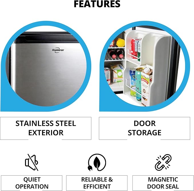 Koolatron 12V / 110V Refrigerator - Mini Fridge for Trucks Cool Storage for Kitchen Bedroom Office Travel Camping Dorms Compact Free Standing Neveras Pequeñpara Apartment 1.76 cu.ft - Black