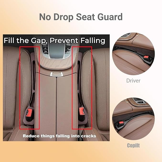 No Drop seat Guard,2025 New Car Seat Side Gap Filler Organizer, Drop Seat Guards for Cars Cards & Tools from Falling, Easy to Install Gap Storage Solution (Black)