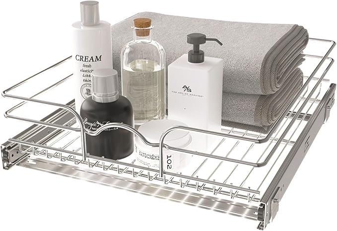 Rev-A-Shelf Kitchen Cabinet Pullout Shelf and Drawer Organizer Slide Out Pantry Storage Basket in Multiple Sizes, 18 x 20 In, 5WB1-1820CR-1
