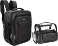 Relavel Professional Makeup Case Makeup Backpack and Clear Makeup Brush Case for Makeup Artists, Durable Water-resistant Material, with Shoulder Strap and Adjustable Dividers Black
