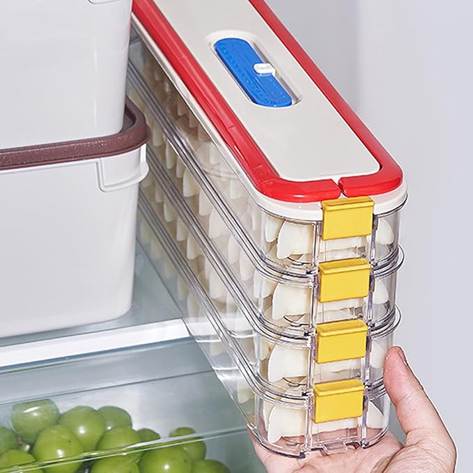 Multiple Tiered Freezer Storage Container With Clear Lids, Secure Stacking Systems, Clear Fridge Storage Container Perfect For Compact Refrigerators