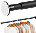 No Drilling Closet Rod, 27.5-82 Inches Hanging Closet Rod for Clothes, Closet Bar & Pole Heavy-duty, Closet Rods for Hanging Clothes For Closet Wardrobes Bathroom Laundry RV Curtains,Black