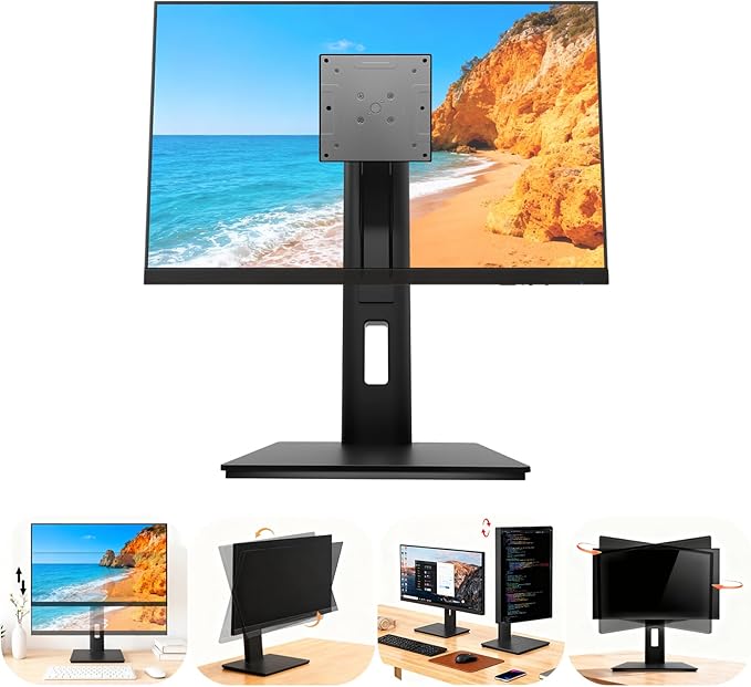 2026 Version Ergonomic VESA Monitor Stand, 150mm Spring Height adjustment,, Tool-Free Base, Swivel, Tilt & Rotation, for 26–32" Monitors, 7.28–8.82 lb, 100x100mm Vesa Mount (7.28～8.82LB)