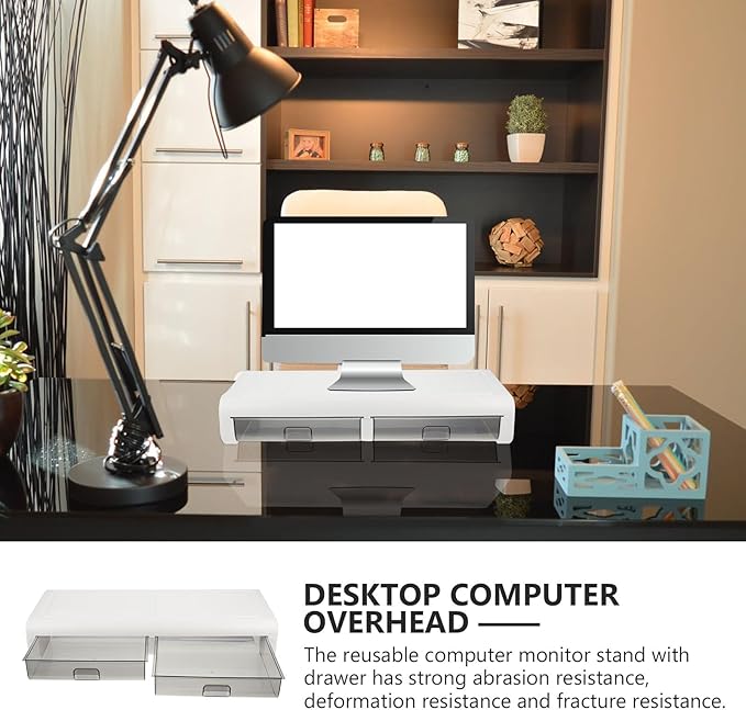 Monitor Riser Stand with Transparent Black Drawer Sturdy Computer Holder Desk Organizer for Home Dorm Office Practical Heighten Stand for Monitor and Laptop