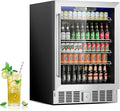 Beverage Refrigerator Cooler, 182 Can Mini Fridge Glass Door for Drinks Soda, Beer, or Wine - Small Refrigerator for Office Bedroom Home Bar, Adjustable Shelves, 5.3 Cu.Ft, Silver