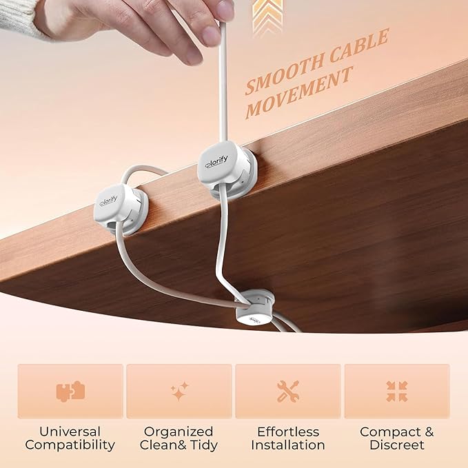 8 Pack Spring Cable Clips, Adhesive Cord Organizer for Desk, Phone Charging Cords Holder & Car Cable Management-White
