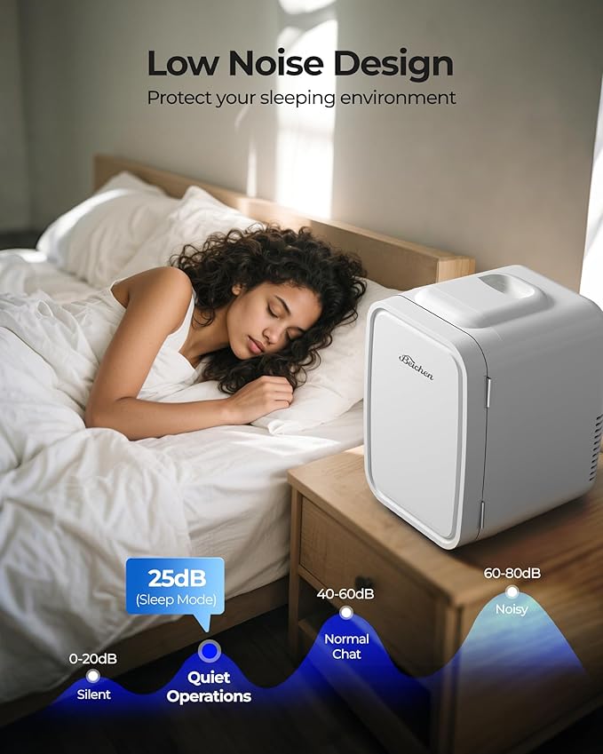 Mini Fridge, 4 Liter/6 Can Portable Refrigerator for Bedroom Office Dorm Car– Fast Cooling, Low Noise, 100-125V AC/5-12V USB Small Compact Refrigerator for Skincare, Food, Drinks(White)