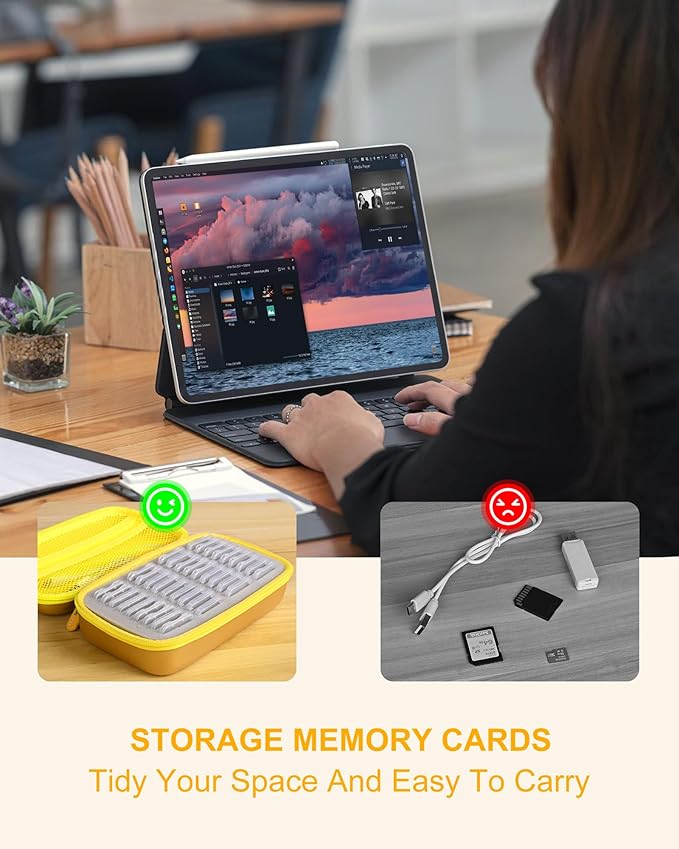 Stukkaze Memory Card Case - Water-Resistant & Anti-Shock 36 Slot Holder, 27 Micro SD & 9 SD/SDHC/SDXC Cards Organizer for Camera - Gold