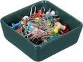 PATIKIL Square Paper Clip Holders, Ceramic Bowl Dish Clip Dispenser Organizer Desk Organizer Accessories for Office Desktop Decor Bobby Pin Binder Paper Clamp, Dark Green