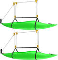 2 Pack Kayak Hoist for Garage Ceiling Storage, Kayak Lift Pulley System with 85 lbs Capacity for Lightweight Kayak, Ladder, Bike, Surfboard
