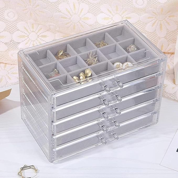 Space Saving Acrylic Cosmetic Storage Drawers Multi Drawers Acrylic Organizer Modern Jewelry Organizer for Organizing Cosmetics and Jewelry