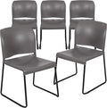 Flash Furniture Hercules Series Contoured Stacking Chairs for Waiting Rooms and Offices, Ergonomic Lobby Chairs with Curved Back, Set of 5, Gray