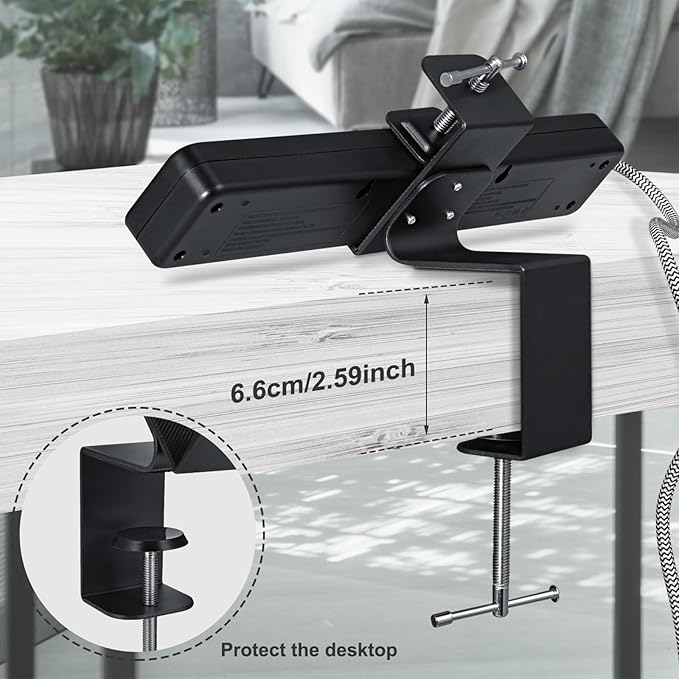 Desk Clamp for Power Strip - Removable Power Strip Holder for Desk Edge - Sturdy Table Clamp - Desk Mount for Power Strip - Fits 1.96" to 2.55" Width - Black