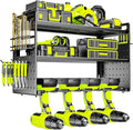 Power Tool Organizer Wall Mount, Drill Holder tool storage with Hooks & Screwdriver Organizer, Heavy Duty Iron 3 Layers Garage Storage Shelf for Workshop Shed Pegboard Basement(Black)