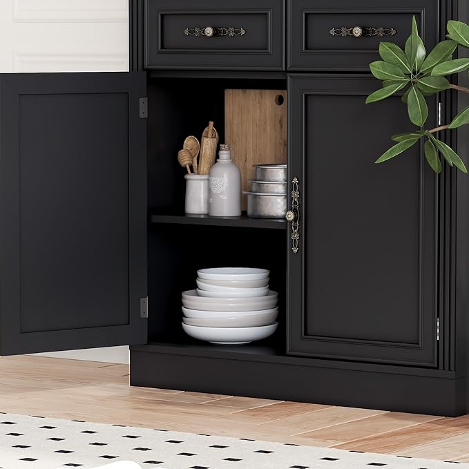 71.4" Tall Bookshelf with Drawers & Cabinet, 5-Tier Floor Standing Bookcase with Storage Doors, Adjustable Shelves & Metal Handles, 31.5" Wide Organizer for Home Office, Living Room