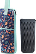 2 Pieces Hair Flat Iron Case Holder Canvas Bag Heat Resistant Curling Iron Silicone Straightener Holder Mat for Hair Tools Curling Iron Organizer Bag (Floral print)
