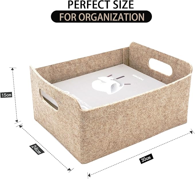 Welaxy Storage Baskets Collapsible Felt Storage bin Foldable Shelf Drawers Organizers for Kids Toys pet Toy magazine Books Clothes Closet Cabinet decluttering gift solutions (Oatmeal x 3)