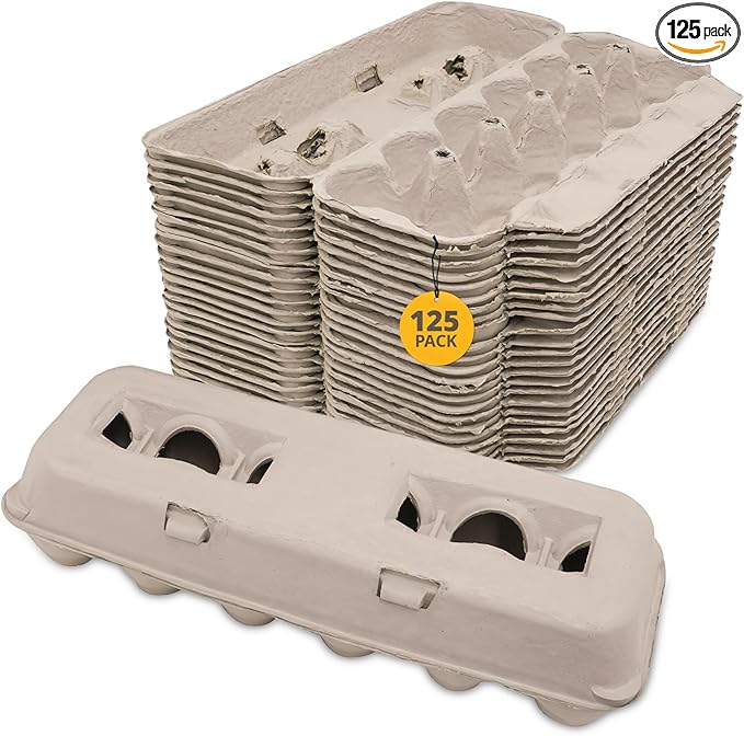Stromberg's Large Blank Egg Cartons, Bulk Pack for Large Eggs, Perfect for Custom Branding, Safe & Secure Egg Storage, Convenient Stacking for Easy Transport, 125 Pack