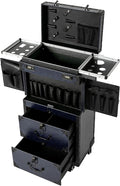 JOMCYDM Rolling Makeup Case with Wheels,Large Storage Cosmetic Trolley,Manicure Professional Large Storage Organizer, Traveling Trunk with Drawer for Makeup/Nail/Hair Styling