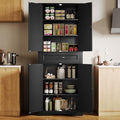 Gizoon 71'' Kitchen Pantry Storage Cabinet, Freestanding Pantry Organizers and Storage Cabinet with 4 Doors and 4 Adjustable Shelves, Tall Cabinet with Large Drawer for Kitchen, Living Room, Bathroom
