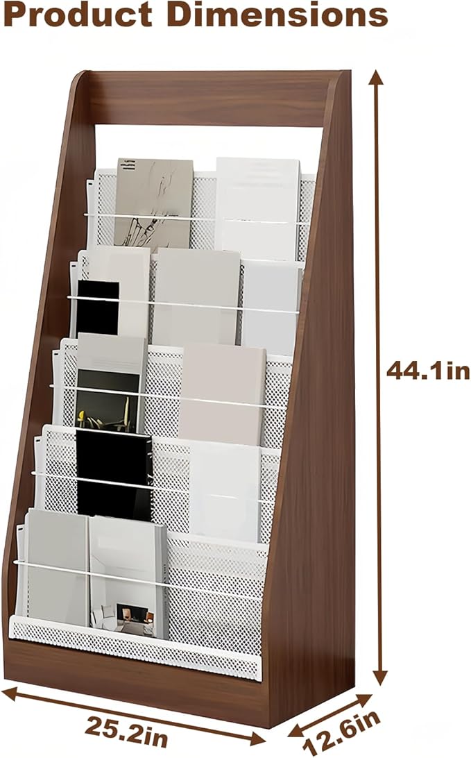 Brochure Display Rack,4 Layer Floor-Standing Magazine Rack,Literature Newspaper Catalog Display Holder With,Book Display Rack for Exhibitions, Shopping Malls, Hospitals, Offices,Family