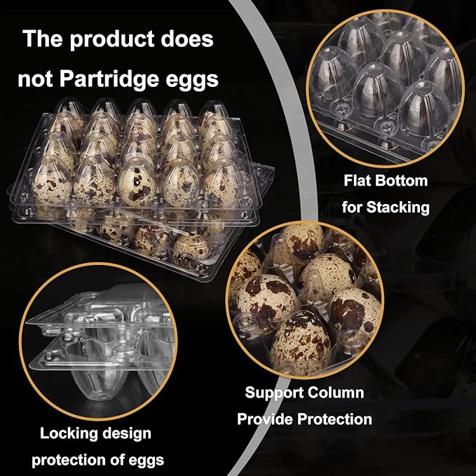 150 Pack Quail Egg Cartons, Clear Plastic Quail Egg Trays, Holds up to 20 Quail Eggs Securely - Your Ultimate Small Eggs Carton Holders for Bulk Storage and Display