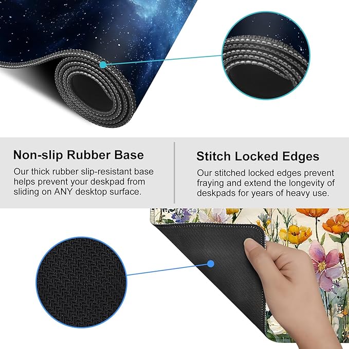 Galaxy Mouse Pad – Large Extended Desk Mat 35.43 x 15.75 in – Deep Space Nebula Starry Sky Design, Non-Slip Base, Waterproof Surface, Oversized Keyboard & Mouse Pad for Gaming or Office
