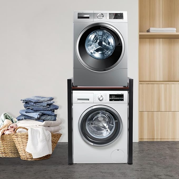 Over Washer and Dryer Shelves,Dryer Storage Shelf,Laundry Room Storage and Organizer Standing Shelf,Height Adjustable Laundry Room Shelves, Load-bearing Capacity 22lbs (Teak Color), KSA--297