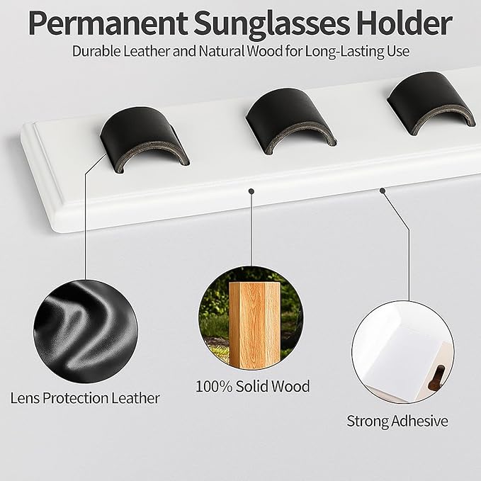 2 Pack Wooden Sunglasses Organizer Wall Mounted - Rustic Sunglass Holder for RV, Garage Door, Office & Home Decor - Glasses Storage Display Rack Gift for Women, Husband, Sunglass Lovers
