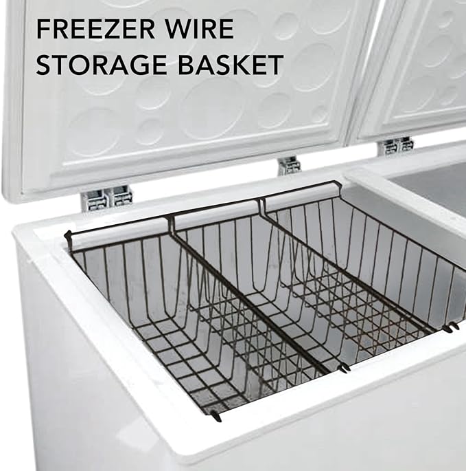 2PCS Freezer Organizer Bins, Steel Wire Freezer Basket with Handles Multifunctional Organizer Bin Stackable Metal Wire Baskets for Cabinet, Pantry, Closet (Black)