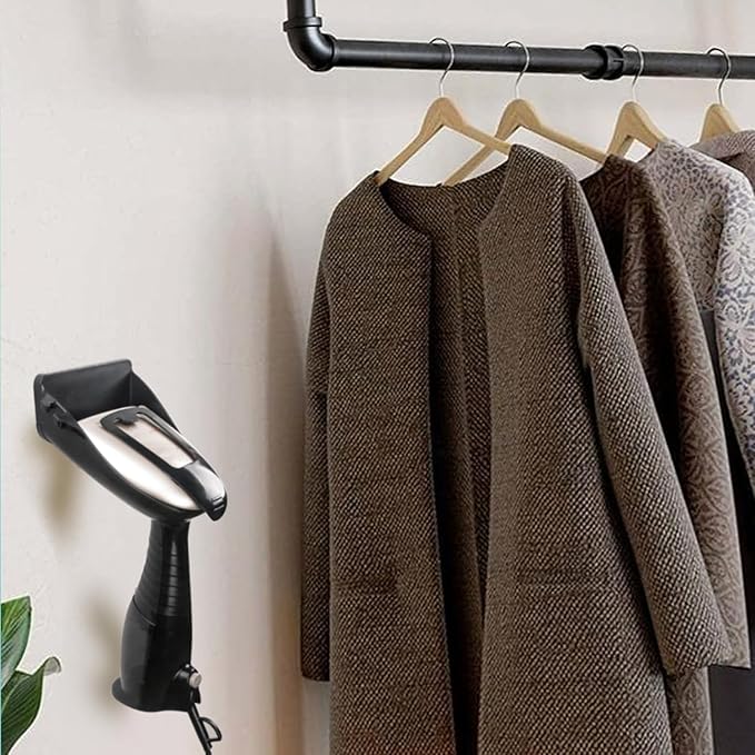 Ironing Board Hanger Wall Mount for Clothes for Conair Handheld Garment Steamer，for Laundry Rooms Storage Organizer,Garment Steamer Stand Compatible with Conair GS59X、GS59B Models (Black) (Black)