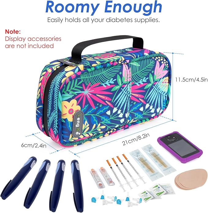 YOUSHARES Insulin Cooler Travel Case - Travel Medicine Cooler Bag for Insulin and Diabetes Supplies Travel, Insulin Case with 2 TSA Approved Gel Ice Pack (Tropical Rainforest)