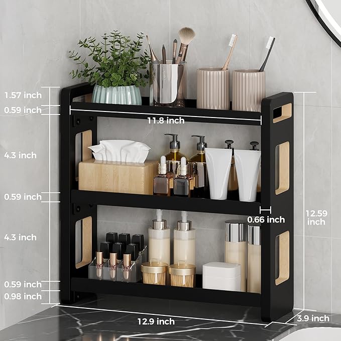 Bathroom Counter Organizer,Bathroom Counter Shelf,Bathrooms Organizers,Under Sink Organizer,Cologne Organizer For Men,Cologne Stand,Spice Rack,Cabinet Organizers(Black 3 Tier)