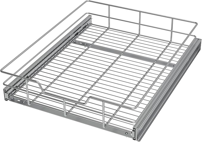 Pull Out Cabinet Organizer 20" W X 22" D, Slide Out Drawers For Kitchen Organizers and Storage, Pull Out Drawers For Cabinets Capacity Heavy Duty Caddy, Cabinet Shelves Chrome-Plated, Bathroom Pantry